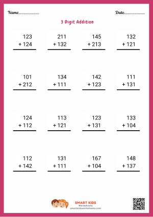 3 Digit Addition Worksheets