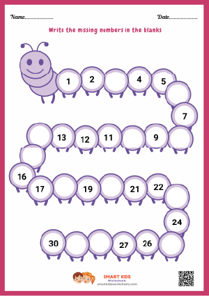 Missing Numbers 1-30 Worksheet