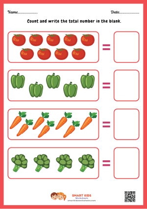 Counting Vegetables Worksheet