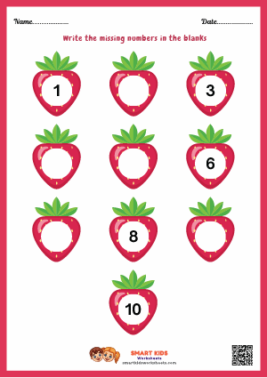 Missing Numbers 1 to 10 Worksheets
