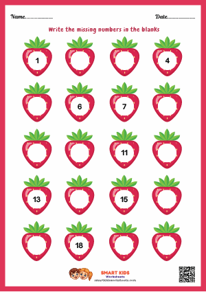 Missing 1-20 Numbers Worksheets
