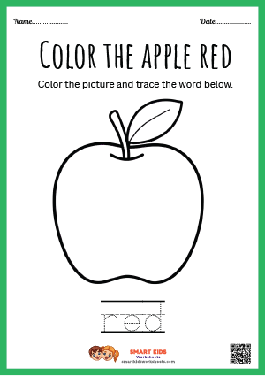 Tracing And Colouring Apple Worksheets