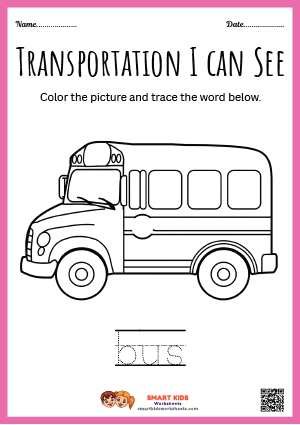 Tracing And Colouring Bus Worksheets