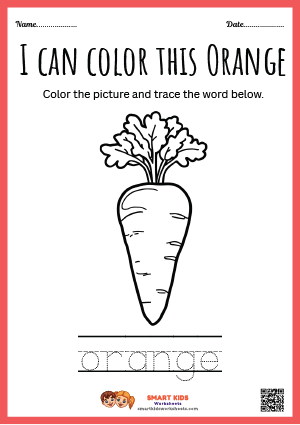 Tracing And Colouring Carrot worksheets