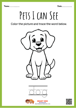 Tracing And Colouring Dog Worksheet