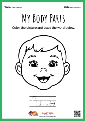 Tracing And Colouring Face Worksheets