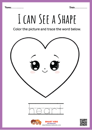 Free Printable Tracing and Colouring Heart Worksheets for Kids