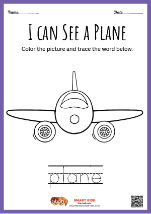 Free Printable Tracing and Colouring Airplane Worksheets for Kids