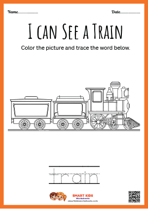 Tracing And Colouring Train Worksheet