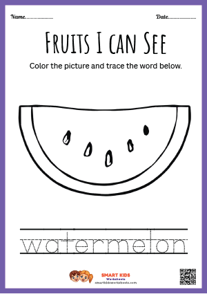 Tracing And Colouring Watermelon Worksheets