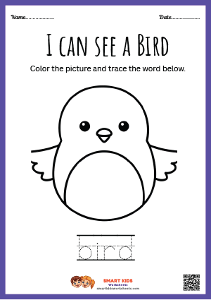 Colouring Bird Worksheets for kids featuring cute bird designs, tracing activities, shapes, and creative printable learning exercises for preschool and kindergarten.