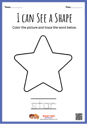 Kids tracing and colouring a star shape worksheet to develop handwriting readiness, fine motor skills, and shape recognition.