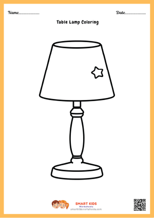 Free printable table lamp coloring page for kids PDF