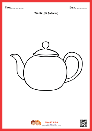 Free printable tea kettle coloring page for kids PDF